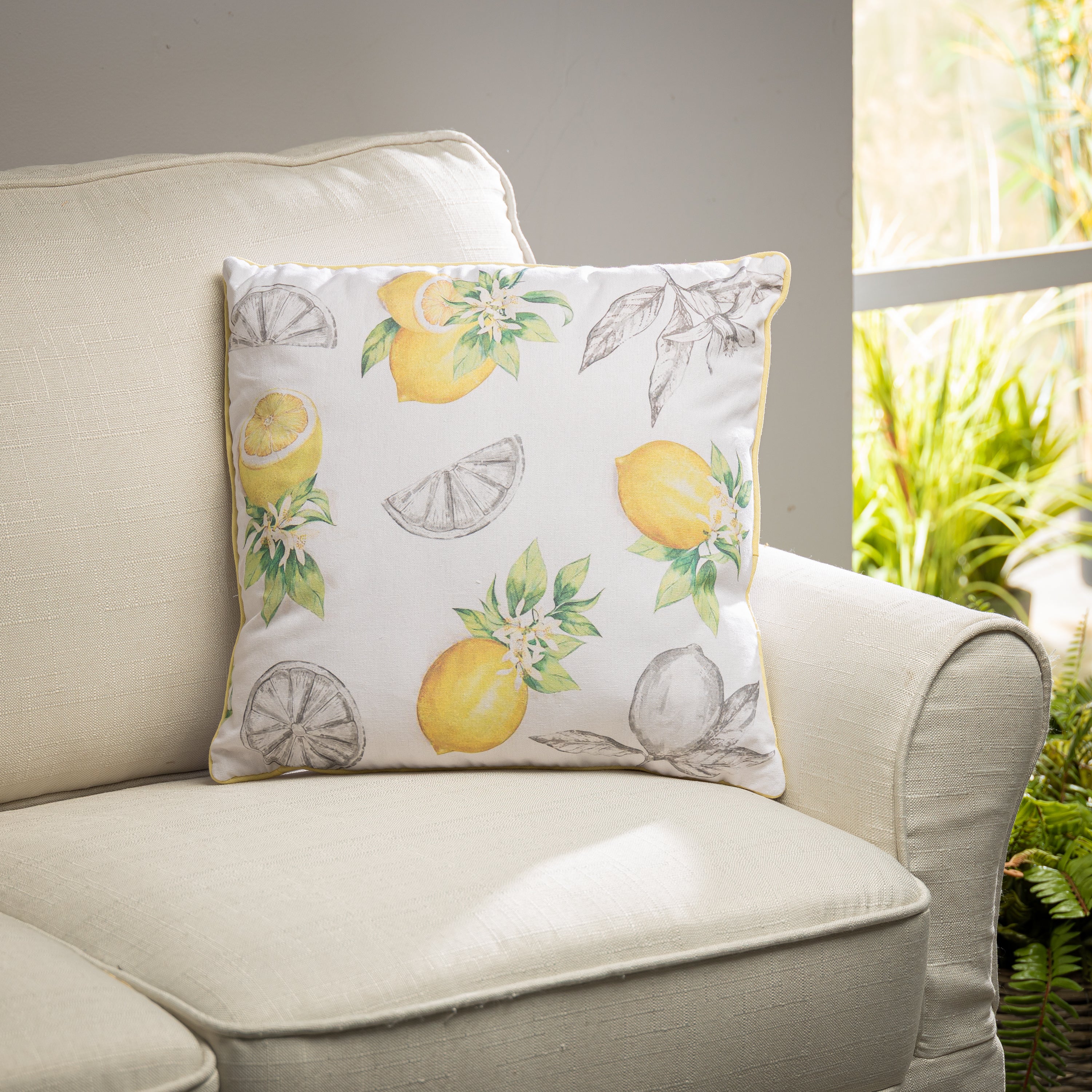 16 Inch Fresh and Vibrant Fabric Lemon Pillows